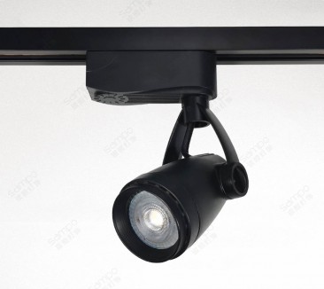 Black MR16 track head on a rail adaptor